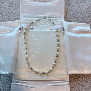 Cultured pearl and sterling silver necklace and earring set